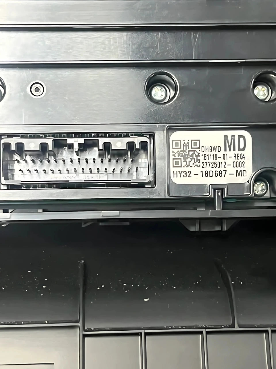 Roverland Parts control panel with connection ports and identification label close up