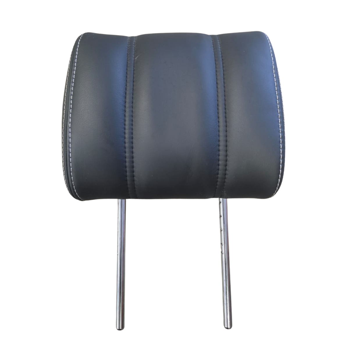 Stylish black car headrest with chrome supports for added comfort and support