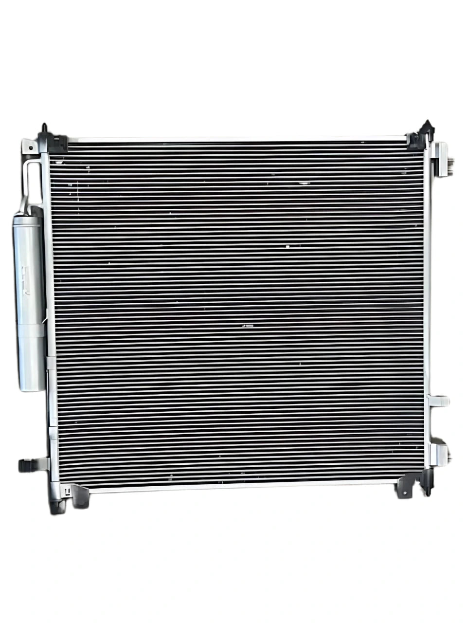 Range Rover Sport Diesel AC Condenser by Roverland Parts with metal cooling fins and side tank