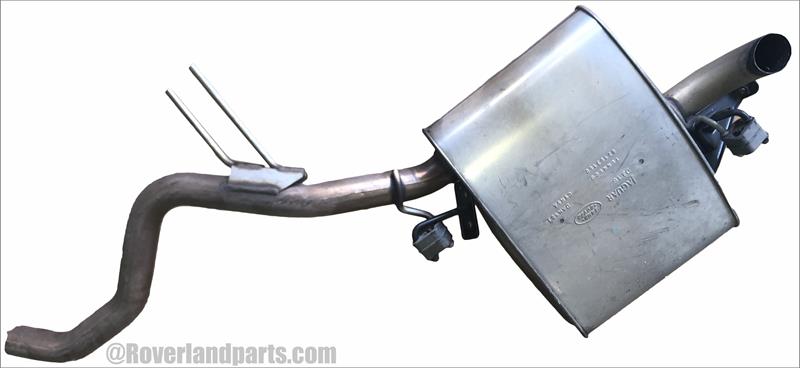 Land Rover Range Rover muffler exhaust part with curved pipe and mounting brackets