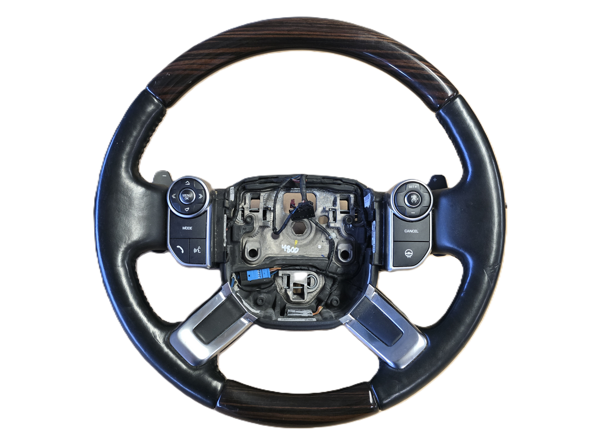 Roverland Parts Car Steering Wheel with Wood Trim and Integrated Controls for Vehicle Upgrades