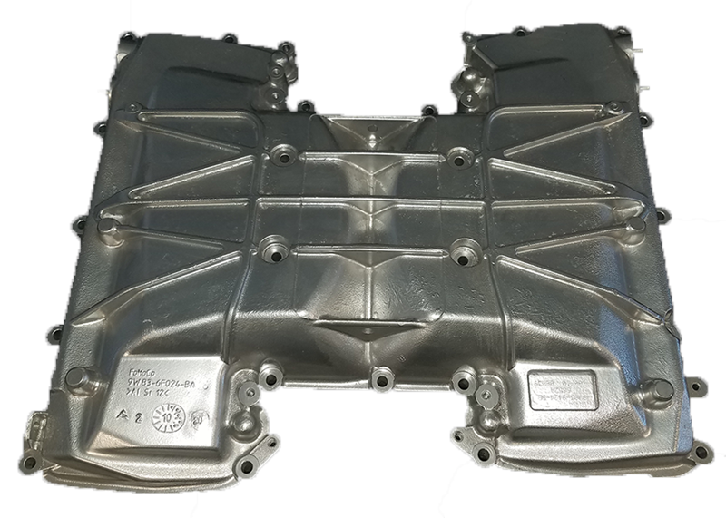 Range Rover Supercharger Air Cooler metal engine part with multiple bolt holes and cooling channels