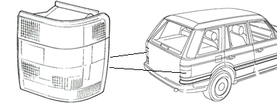 1999 Range Rover HSE left tail light with detailed design for replacement on Range Rover vehicles