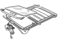 2006-2012 Range Rover sunroof assembly part showing frame, glass panel, and motor mechanism