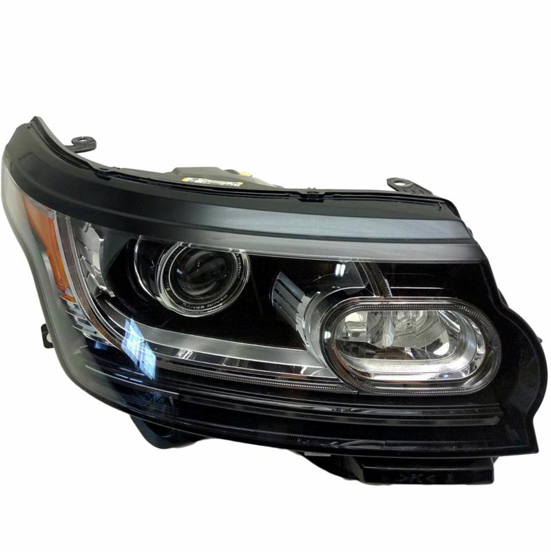 Land Rover Range Rover adaptive headlight assembly replacement part in black and clear lens