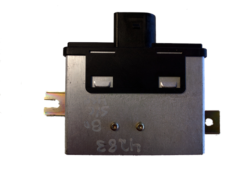 Range Rover Fuel Pump Driver module metal casing with black electrical connector and mounting tabs