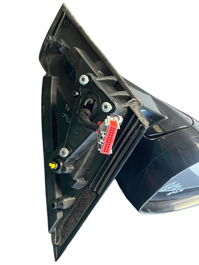Roverland Parts Left Mirror assembly black housing with mounting triangle foam gasket and red wiring connector