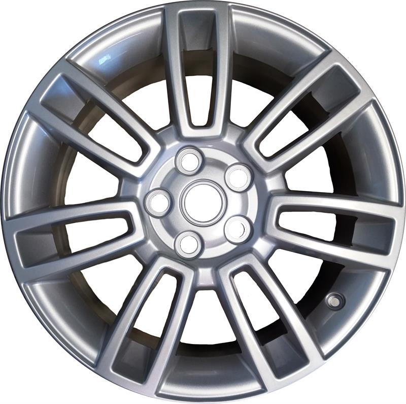 Silver alloy wheel designed for Range Rover parts with a multi-spoke pattern