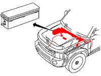 LR3 assembly diagram showing the location of LR3 and LR4 parts on the vehicle's front side