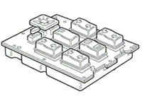 Range Rover Window Switch Console replacement module diagram showing six rocker switches and connector pins