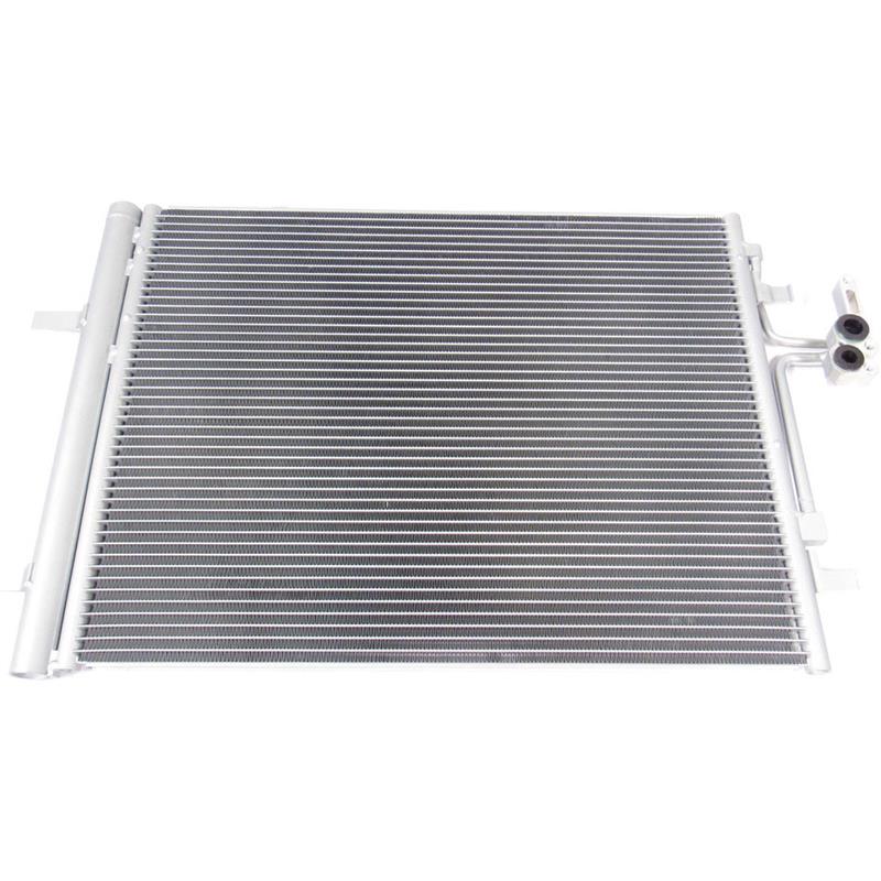Evoque parts condenser with aluminum fins and dual inlet tubes for vehicle cooling system