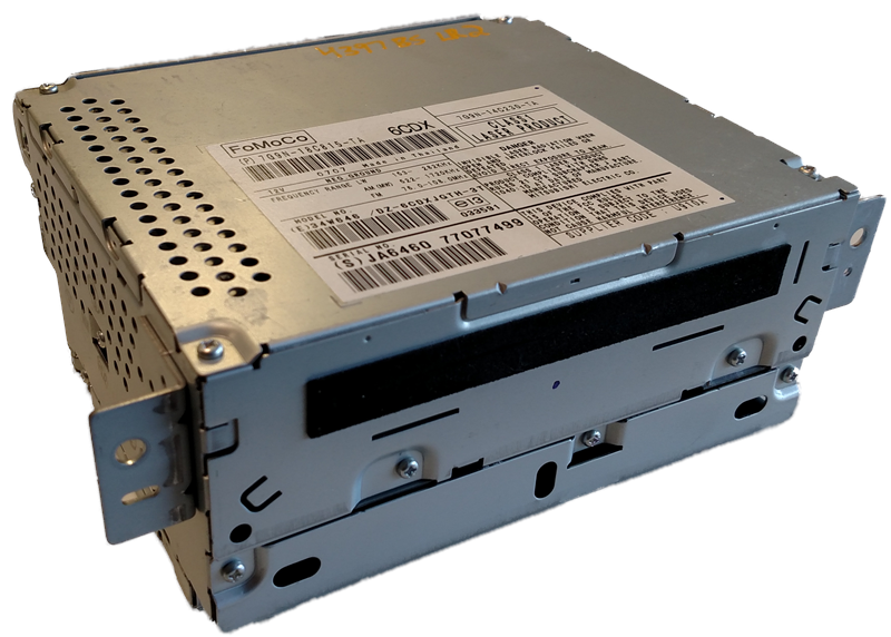 LR2 Parts metal car audio unit with ventilation holes and label on top