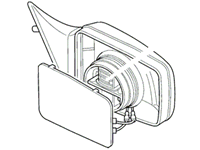 Range Rover Mirror assembly replacement part line drawing showing side mirror housing mount and cover