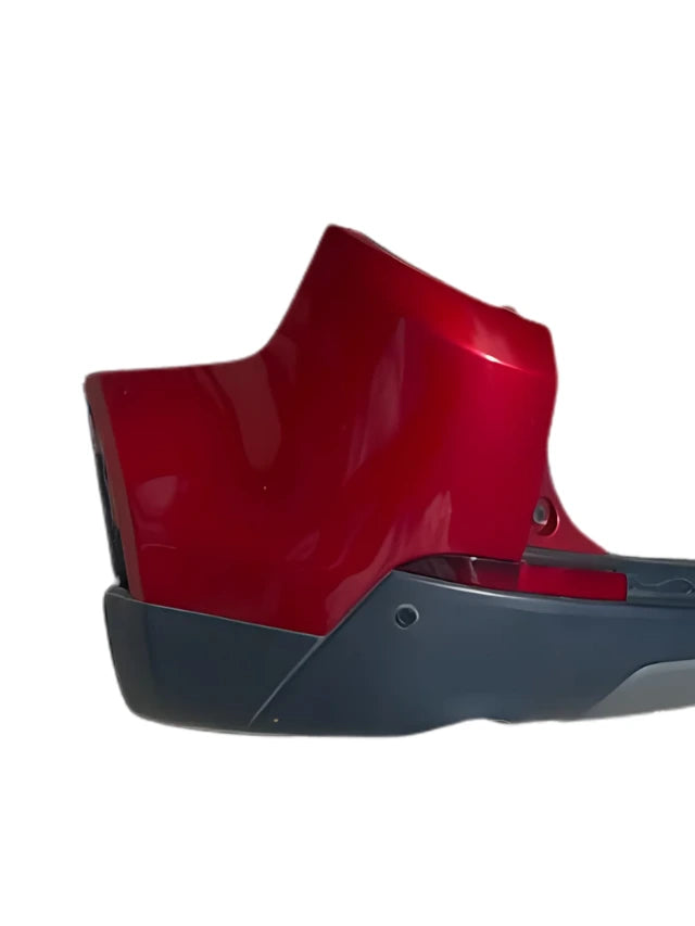 Roverland Parts glossy red and gray two tone Rear Bumper replacement showing contours and mounting holes