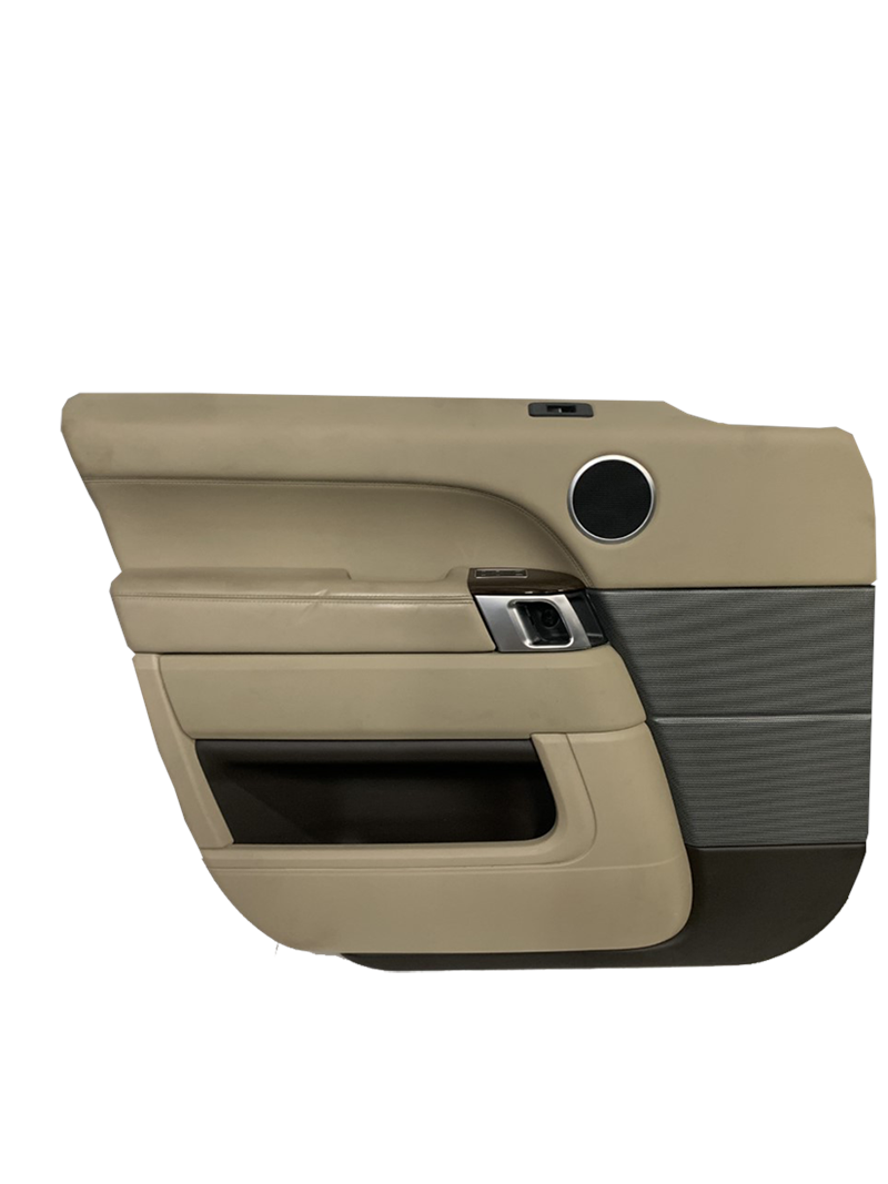 Beige and black Land Rover Range Rover Parts door trim panel with speaker and handle