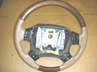 Range Rover beige leather wood steering wheel replacement part with control buttons