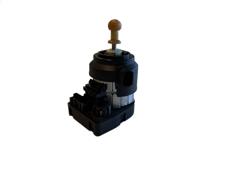 LR2 Parts actuator component with black base and beige handle for mechanical control systems