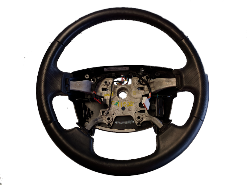 Black leather Range Rover steering wheel part with exposed internal components