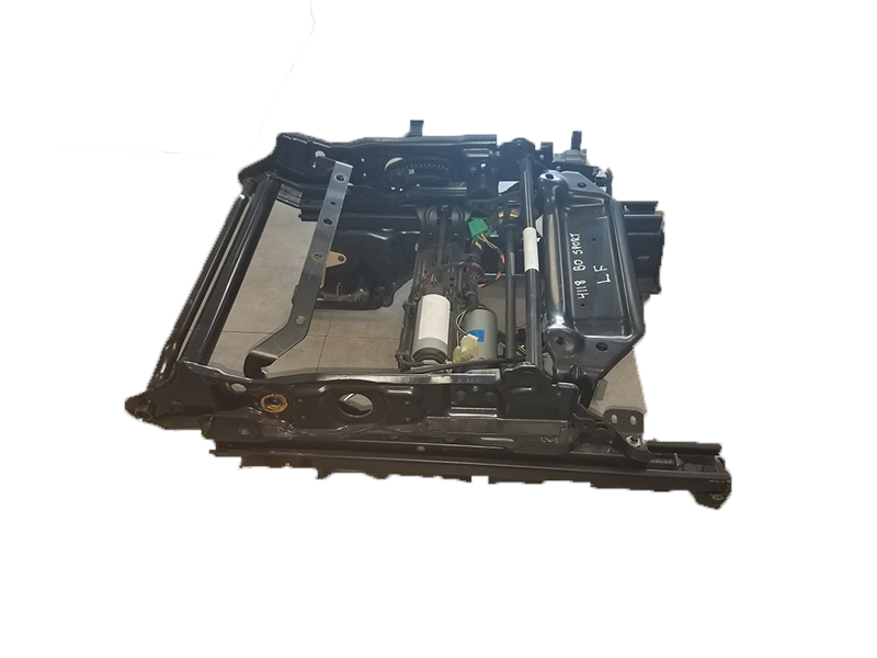 Black metal Range Rover parts seat base mechanism with electrical components and structural frame