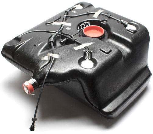 Land Rover Discovery Parts black Fuel Tank with attached cables and red caps