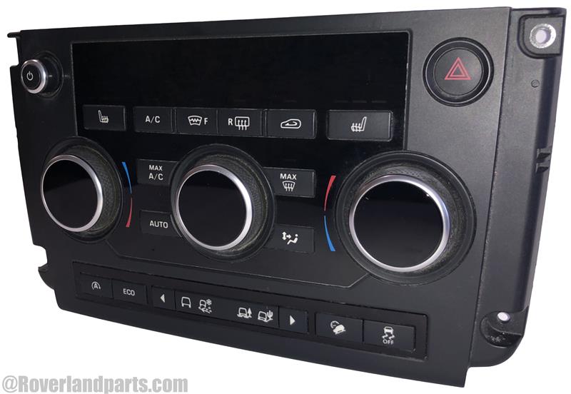 Land Rover Discovery Sport climate control panel with temperature adjustment knobs and buttons