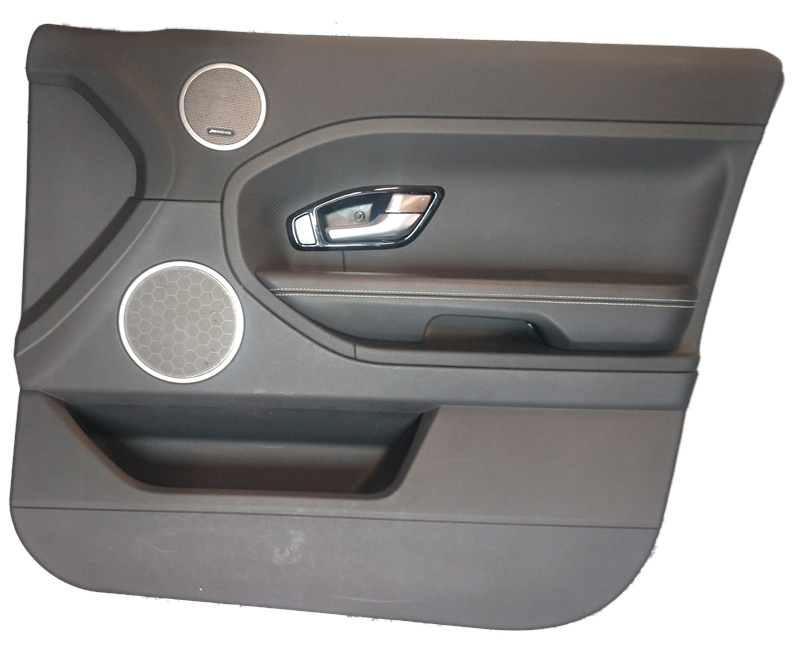 Black Evoque Parts door panel with integrated speakers and chrome door handle