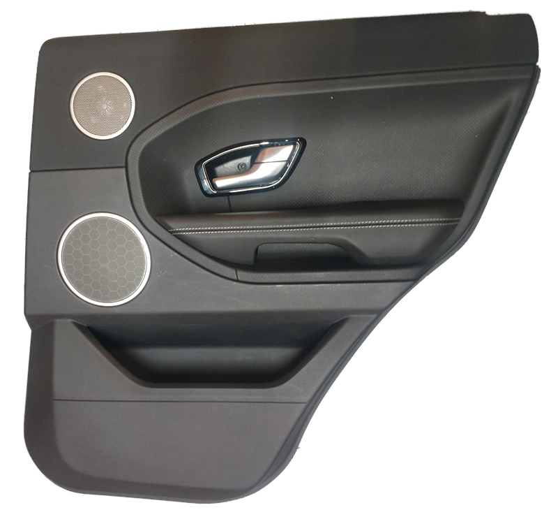 Black Evoque Parts door panel with integrated speakers and chrome door handle replacement part