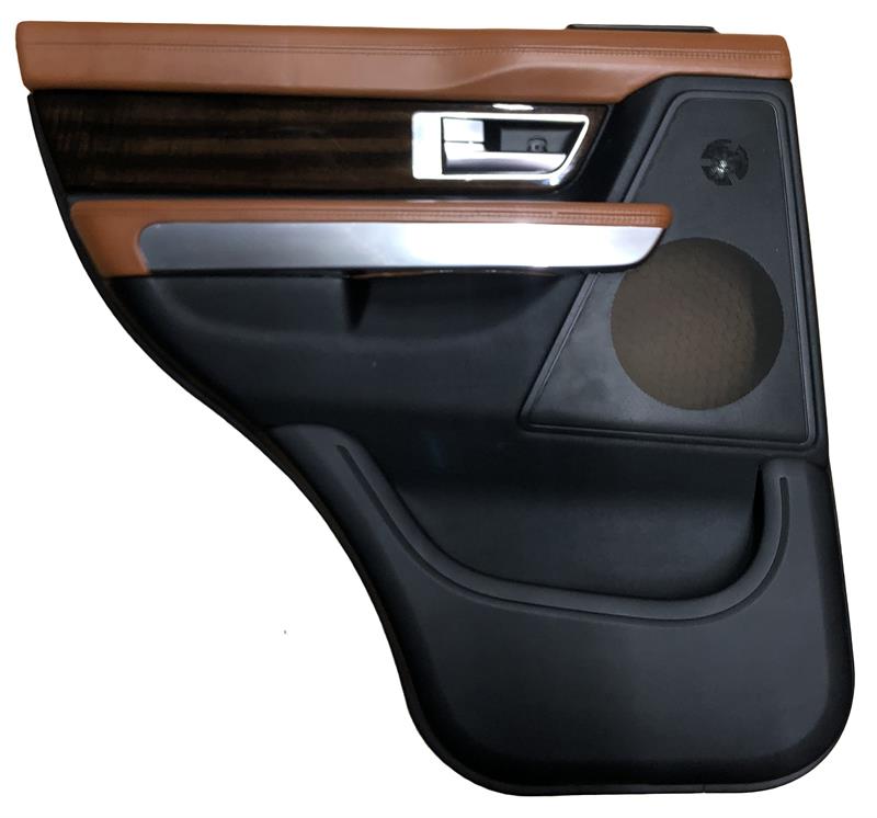 Land Rover Range Rover Parts brown and black door trim with metal handle and speaker cover