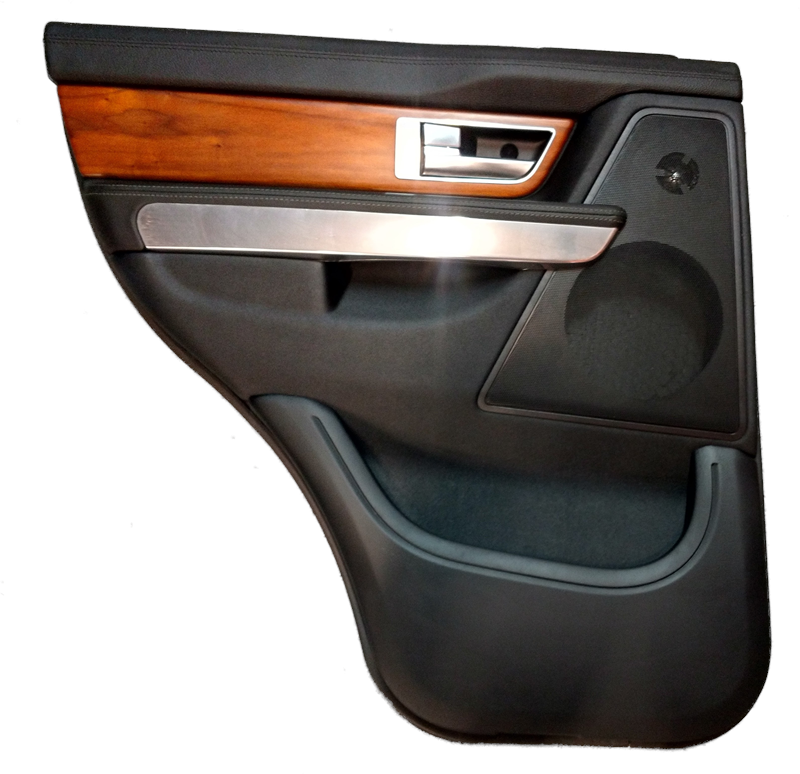 Range Rover door panel featuring premium wood and metal detailing with Door Trim