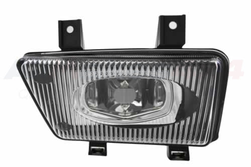Left Range Rover fog light assembly with clear lens and mounting brackets for easy installation
