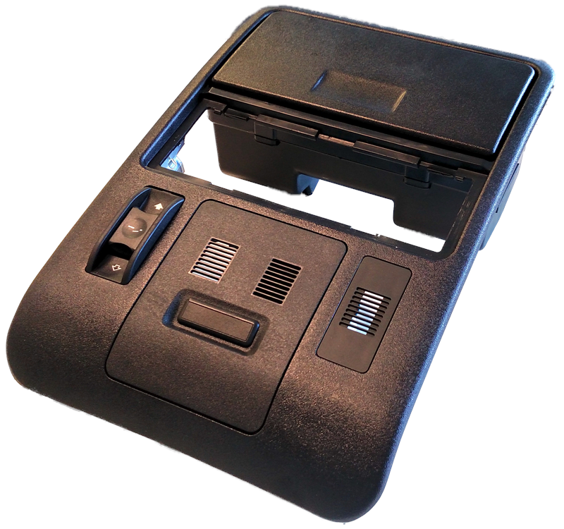 Black Range Rover Parts overhead console with control buttons and storage compartment