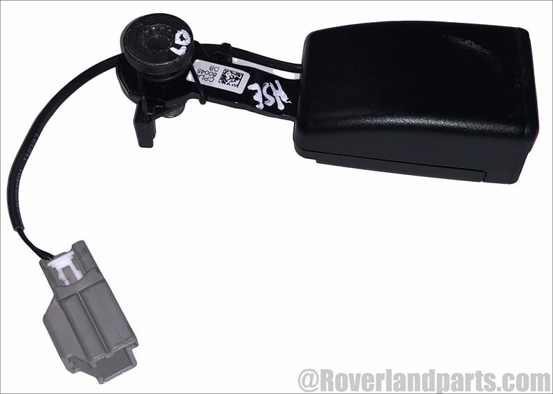 Range Rover Parts seat belt buckle component with wiring and connector in black and gray