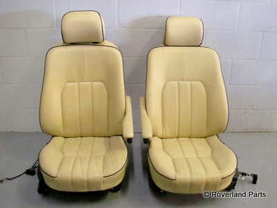Range Rover parts beige leather car seats with Leather with Black Piping for interior upgrade