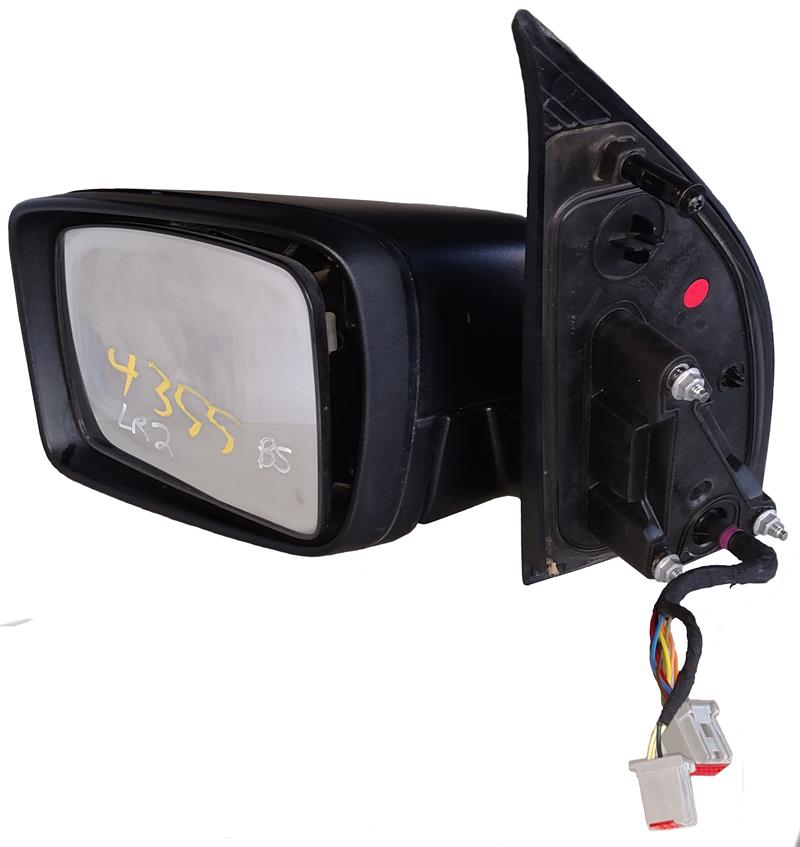 Black LR2 Parts side mirror with wiring harness and mounting hardware for vehicle replacement