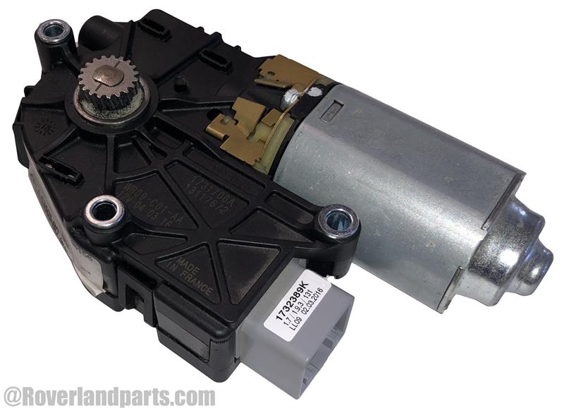 Left motor part for Land Rover Range Rover with black plastic gear housing and metal casing