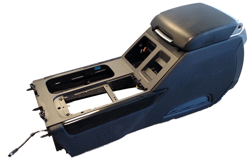 Range Rover Parts black leather center console with storage compartment for vehicle interior
