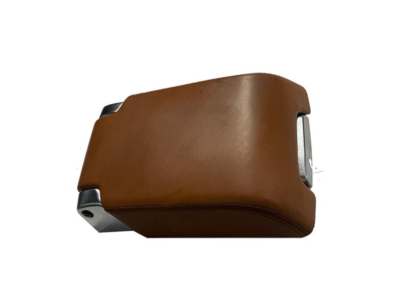 Brown leather Range Rover Parts Center Console with metal accents for vehicle interior