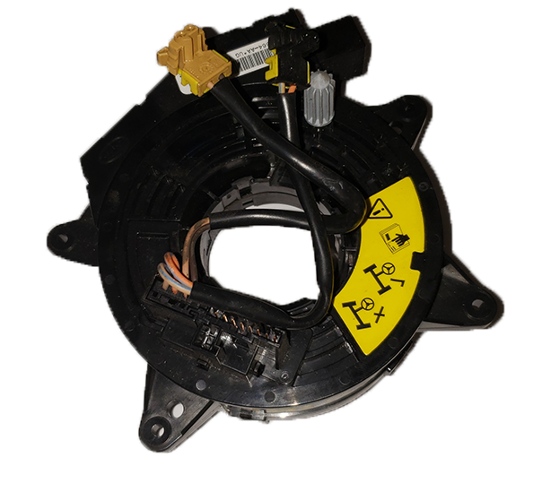 Range Rover LR3 LR4 Clock Spring automotive part with wiring and yellow warning label
