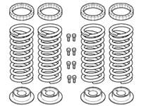 Range Rover coil spring replacement parts set including springs, mounts, and hardware