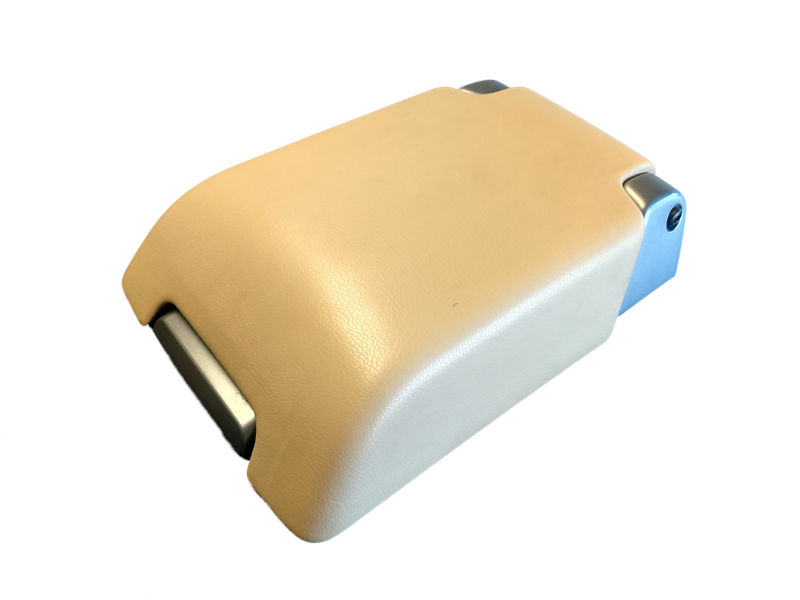 Beige Console Lid for LR3 vehicle with smooth finish and integrated latch mechanism