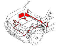 Range Rover engine bay wiring harness diagram showing cable routes and connectors in the engine bay