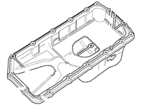 Discovery engine oil pan part with detailed sections and mounting holes for vehicle maintenance