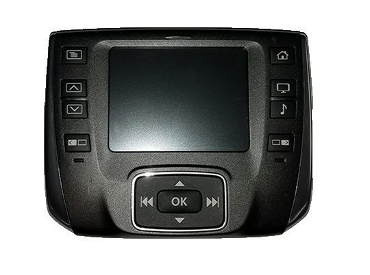 Range Rover Entertainment Control Unit with LCD screen and navigation buttons for in-car media management