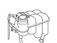 Discovery Parts Expansion Tank diagram showing the tank with inlet and outlet ports