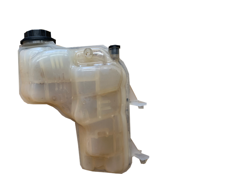 Clear plastic Expansion Tank for Range Rover parts with black cap and mounting brackets