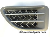 Range Rover Fender vent grille replacement part with silver horizontal bars and black mesh