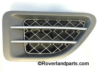 Range Rover fender vent grille replacement part with horizontal chrome slats and diamond mesh