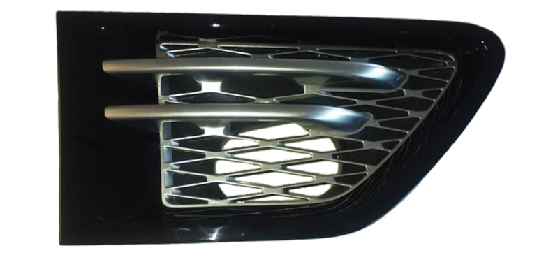 Range Rover Fender Louver in black with silver accents for vehicle exterior styling
