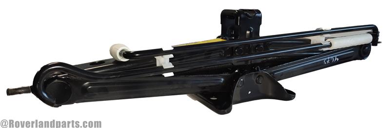 Land Rover Range Rover Parts Floor Jack in black metal with white rollers for vehicle lifting