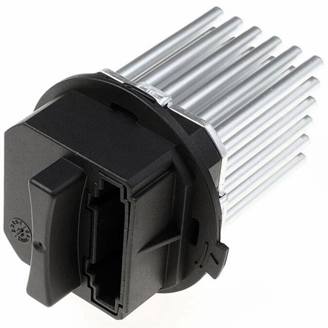 Land Rover Evoque Parts blower motor with black connector and silver heat sink fins